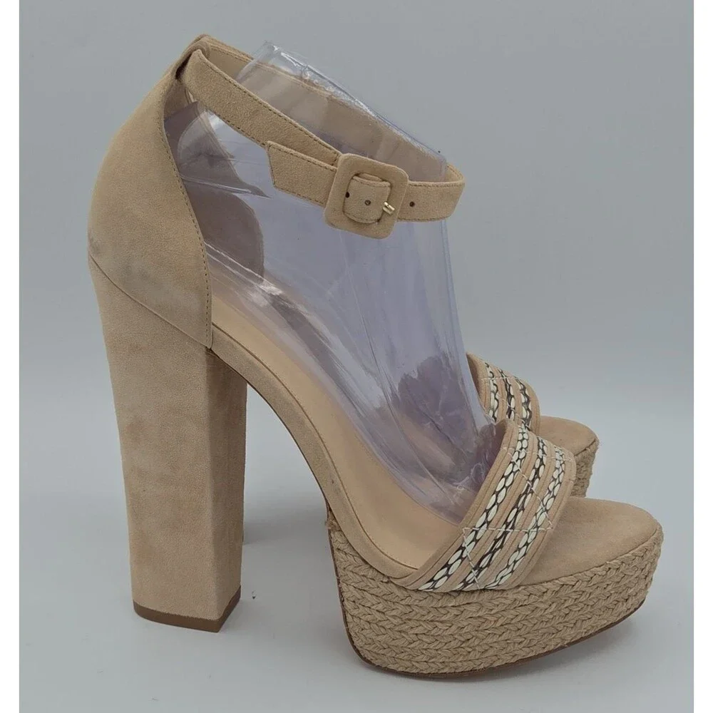 Alexandre Birman Nude Mono Alice Platform Block Heel Sandals Shoes Size 41 US 11